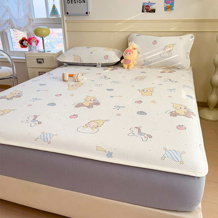 91家纺网 家纺一手货源 找家纺 宜派家纺 2026新款冰豆豆席卡通凉席凉感值过0.21可机洗夏天学生宿舍单人席子 魔力星-床笠