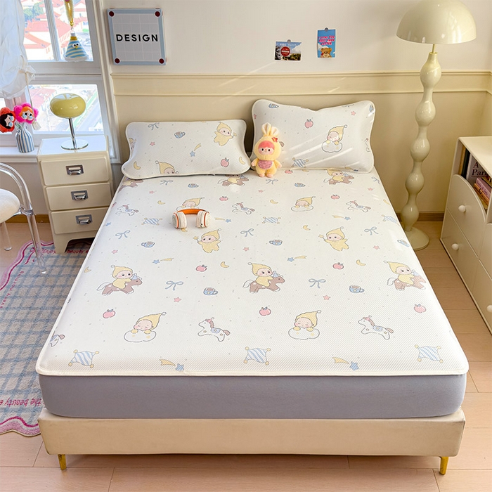 91家纺网 家纺一手货源 找家纺 宜派家纺 2026新款冰豆豆席卡通凉席凉感值过0.21可机洗夏天学生宿舍单人席子 魔力星-床笠