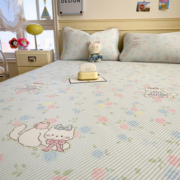 91家纺网 家纺一手货源 找家纺 宜派家纺 2026新款冰豆豆席卡通凉席凉感值过0.21可机洗夏天学生宿舍单人席子 奶茶布丁-床笠