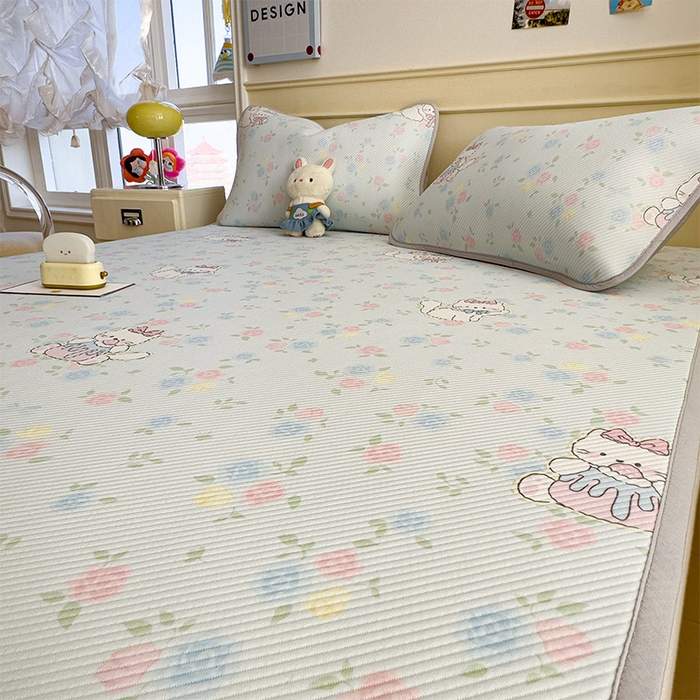 91家纺网 家纺一手货源 找家纺 宜派家纺 2026新款冰豆豆席卡通凉席凉感值过0.21可机洗夏天学生宿舍单人席子 奶茶布丁-床笠