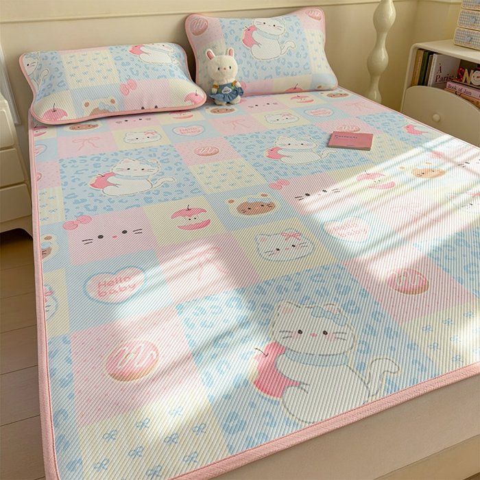 91家纺网 家纺一手货源 找家纺 宜派家纺 2026新款冰豆豆席卡通凉席凉感值过0.21可机洗夏天学生宿舍单人席子 曲奇蒂-床笠