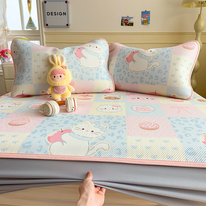 91家纺网 家纺一手货源 找家纺 宜派家纺 2026新款冰豆豆席卡通凉席凉感值过0.21可机洗夏天学生宿舍单人席子 曲奇蒂-床笠