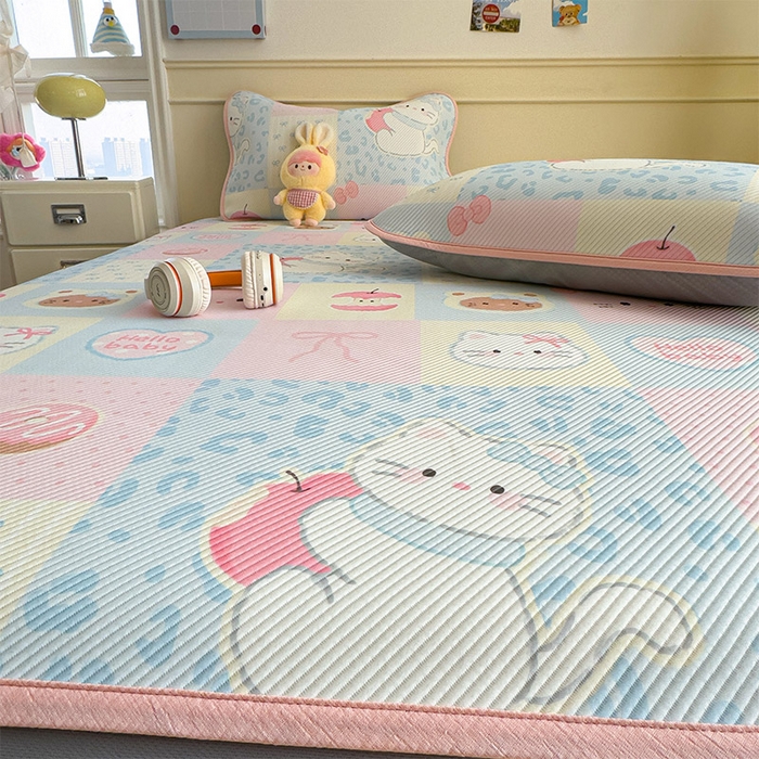 91家纺网 家纺一手货源 找家纺 宜派家纺 2026新款冰豆豆席卡通凉席凉感值过0.21可机洗夏天学生宿舍单人席子 曲奇蒂-床笠