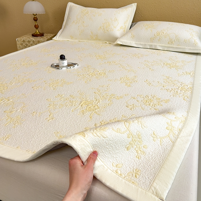 宜派家纺 2026新款夏天冰丝A类母婴级凉感值过0.21冰豆豆家用凉席子夏季-思琳娜 思琳娜-淡黄-床席