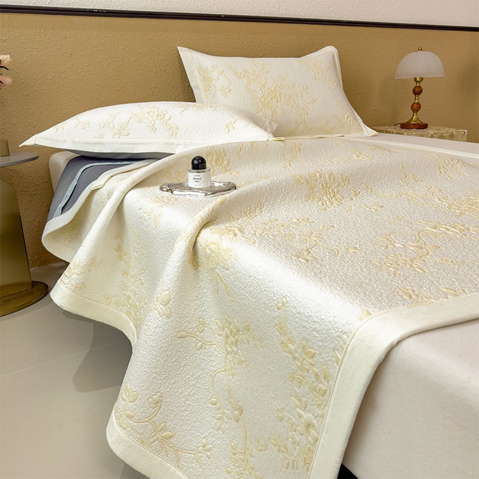 91家纺网 家纺一手货源 找家纺 宜派家纺 2026新款夏天冰丝A类母婴级凉感值过0.21冰豆豆家用凉席子夏季-思琳娜 思琳娜-淡黄-床席