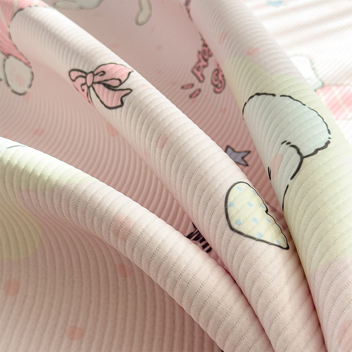 91家纺网 家纺一手货源 找家纺 宜派家纺 2026新款冰豆豆席卡通凉席凉感值过0.21可机洗夏天学生宿舍单人席子 心心蜜狗-床笠