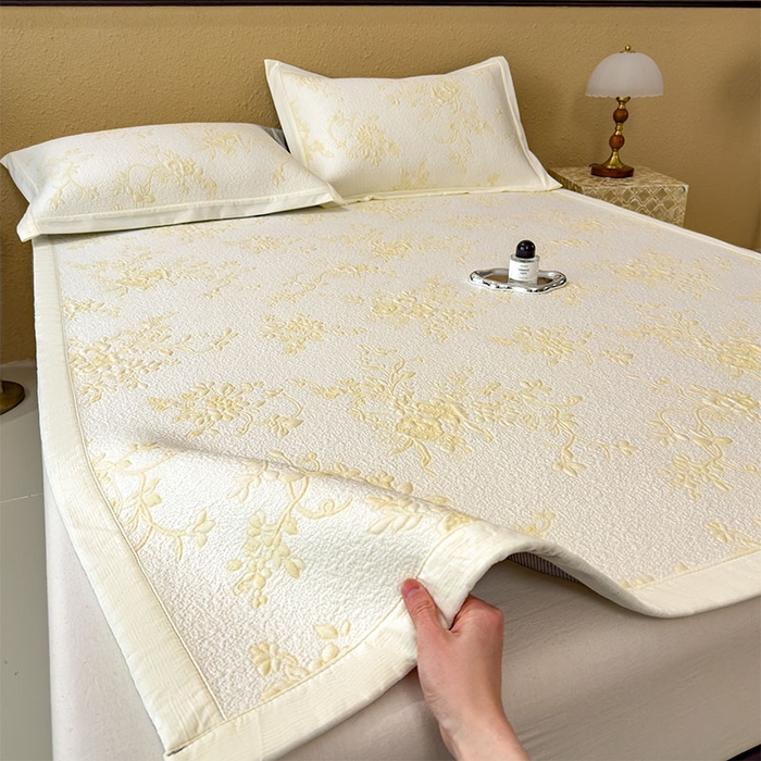 91家纺网 家纺一手货源 找家纺 宜派家纺 2026新款夏天冰丝A类母婴级凉感值过0.21冰豆豆家用凉席子夏季-思琳娜 思琳娜-淡黄-床席