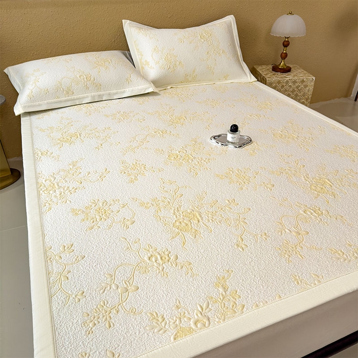 91家纺网 家纺一手货源 找家纺 宜派家纺 2026新款夏天冰丝A类母婴级凉感值过0.21冰豆豆家用凉席子夏季-思琳娜 思琳娜-淡黄-床席