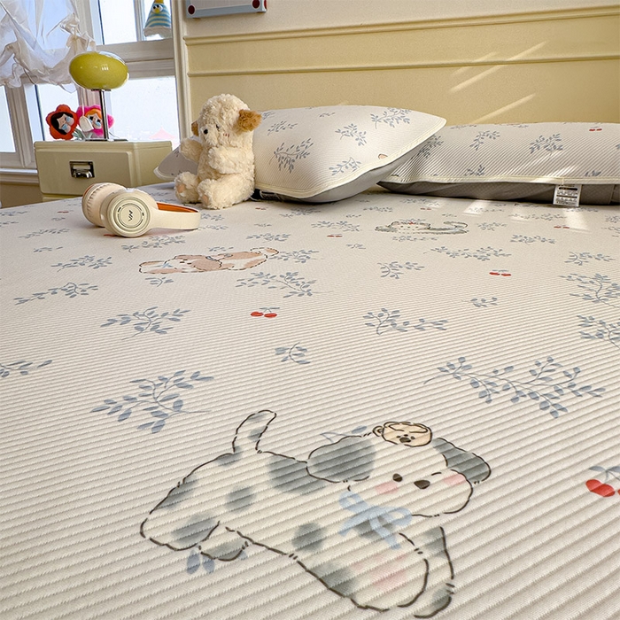 91家纺网 家纺一手货源 找家纺 宜派家纺 2026新款冰豆豆席卡通凉席凉感值过0.21可机洗夏天学生宿舍单人席子 樱桃泡泡狗-床笠