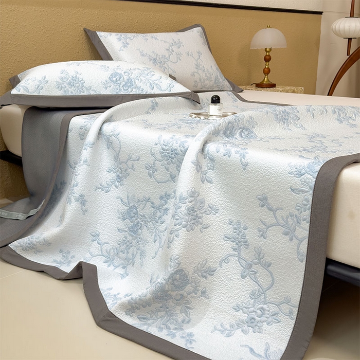 91家纺网 家纺一手货源 找家纺 宜派家纺 2026新款夏天冰丝A类母婴级凉感值过0.21冰豆豆家用凉席子夏季-思琳娜 思琳娜-天空蓝-床席