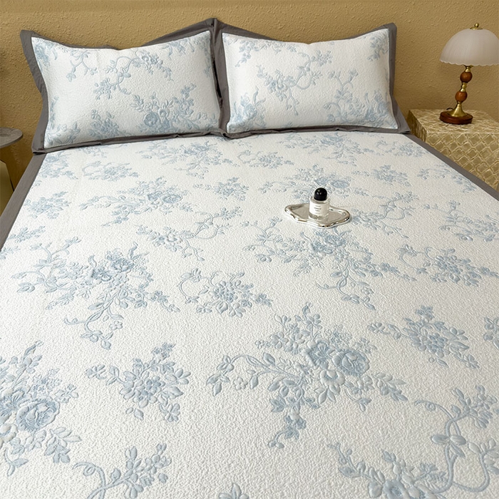 91家纺网 家纺一手货源 找家纺 宜派家纺 2026新款夏天冰丝A类母婴级凉感值过0.21冰豆豆家用凉席子夏季-思琳娜 思琳娜-天空蓝-床席