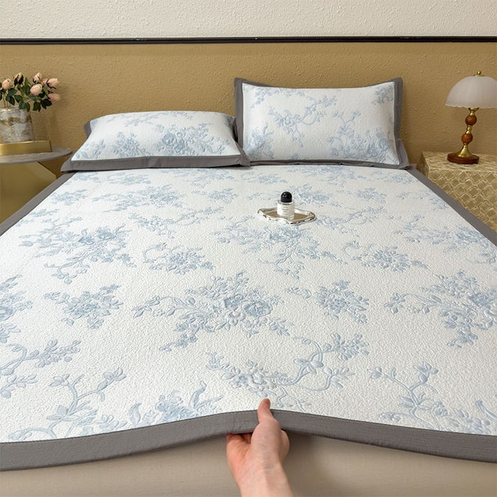 91家纺网 家纺一手货源 找家纺 宜派家纺 2026新款夏天冰丝A类母婴级凉感值过0.21冰豆豆家用凉席子夏季-思琳娜 思琳娜-天空蓝-床席