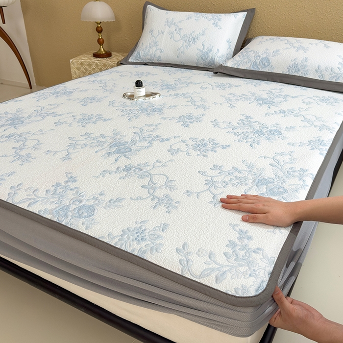 宜派家纺 2026新款夏天冰丝A类母婴级凉感值过0.21冰豆豆家用凉席子夏季-思琳娜 思琳娜-天空蓝-床笠