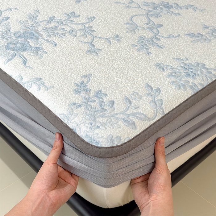 91家纺网 家纺一手货源 找家纺 宜派家纺 2026新款夏天冰丝A类母婴级凉感值过0.21冰豆豆家用凉席子夏季-思琳娜 思琳娜-天空蓝-床笠