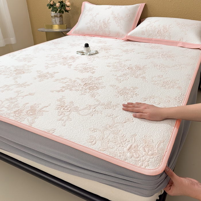 宜派家纺 2026新款夏天冰丝A类母婴级凉感值过0.21冰豆豆家用凉席子夏季-思琳娜 思琳娜-冰粉-床笠