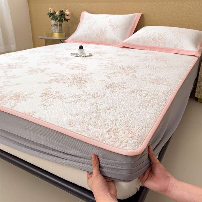 91家纺网 家纺一手货源 找家纺 宜派家纺 2026新款夏天冰丝A类母婴级凉感值过0.21冰豆豆家用凉席子夏季-思琳娜 思琳娜-冰粉-床笠