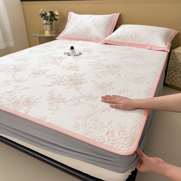 91家纺网 家纺一手货源 找家纺 宜派家纺 2026新款夏天冰丝A类母婴级凉感值过0.21冰豆豆家用凉席子夏季-思琳娜 思琳娜-冰粉-床笠