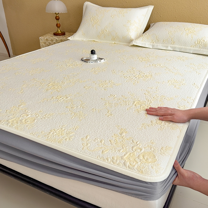 宜派家纺 2026新款夏天冰丝A类母婴级凉感值过0.21冰豆豆家用凉席子夏季-思琳娜 思琳娜-淡黄-床笠