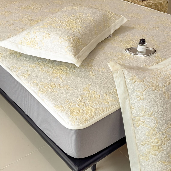 91家纺网 家纺一手货源 找家纺 宜派家纺 2026新款夏天冰丝A类母婴级凉感值过0.21冰豆豆家用凉席子夏季-思琳娜 思琳娜-淡黄-床笠