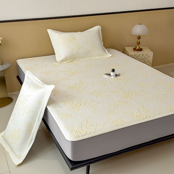 91家纺网 家纺一手货源 找家纺 宜派家纺 2026新款夏天冰丝A类母婴级凉感值过0.21冰豆豆家用凉席子夏季-思琳娜 思琳娜-淡黄-床笠