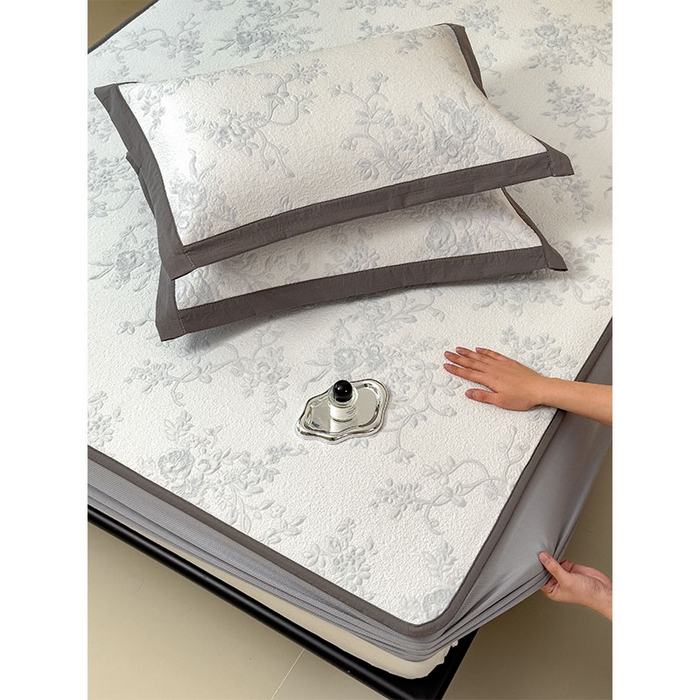 91家纺网 家纺一手货源 找家纺 宜派家纺 2026新款夏天冰丝A类母婴级凉感值过0.21冰豆豆家用凉席子夏季-思琳娜 思琳娜-淡蓝-床笠