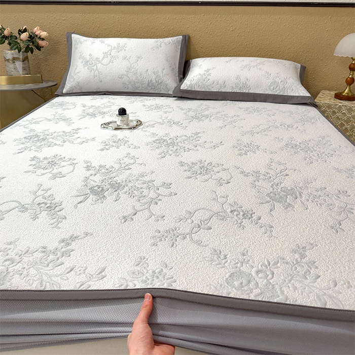 91家纺网 家纺一手货源 找家纺 宜派家纺 2026新款夏天冰丝A类母婴级凉感值过0.21冰豆豆家用凉席子夏季-思琳娜 思琳娜-淡蓝-床笠