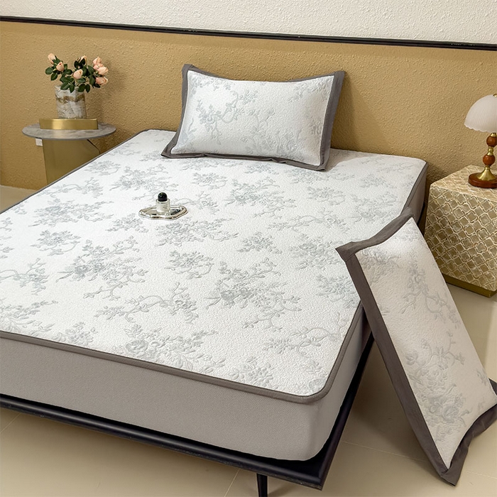 91家纺网 家纺一手货源 找家纺 宜派家纺 2026新款夏天冰丝A类母婴级凉感值过0.21冰豆豆家用凉席子夏季-思琳娜 思琳娜-淡蓝-床笠