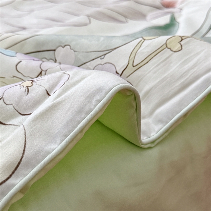 91家纺网 家纺一手货源 找家纺 萌宝家纺 2026新款母婴风全棉60S贡缎大豆夏被幼儿园纯棉夏凉被三件套 天鹅湖