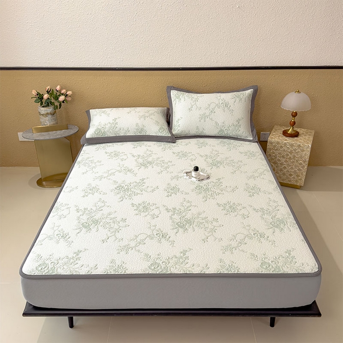 91家纺网 家纺一手货源 找家纺 宜派家纺 2026新款夏天冰丝A类母婴级凉感值过0.21冰豆豆家用凉席子夏季-思琳娜 思琳娜-豆绿-床笠