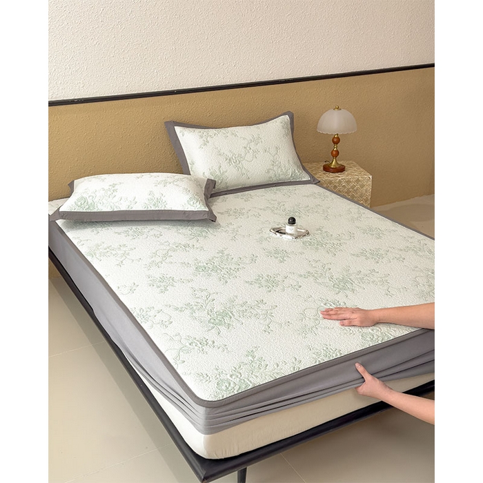 91家纺网 家纺一手货源 找家纺 宜派家纺 2026新款夏天冰丝A类母婴级凉感值过0.21冰豆豆家用凉席子夏季-思琳娜 思琳娜-豆绿-床笠