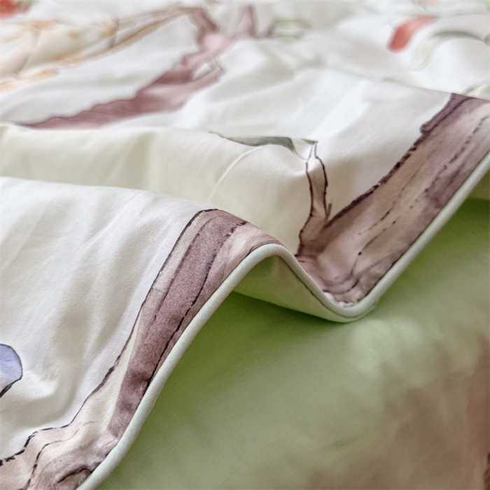 91家纺网 家纺一手货源 找家纺 萌宝家纺 2026新款母婴风全棉60S贡缎大豆夏被幼儿园纯棉夏凉被三件套 摇篮兔