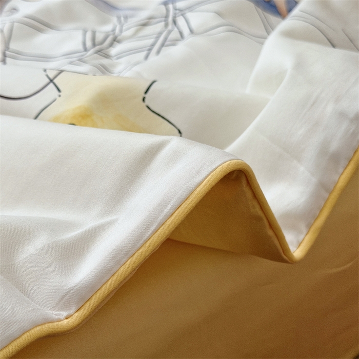 91家纺网 家纺一手货源 找家纺 萌宝家纺 2026新款母婴风全棉60S贡缎大豆夏被幼儿园纯棉夏凉被三件套 游乐园