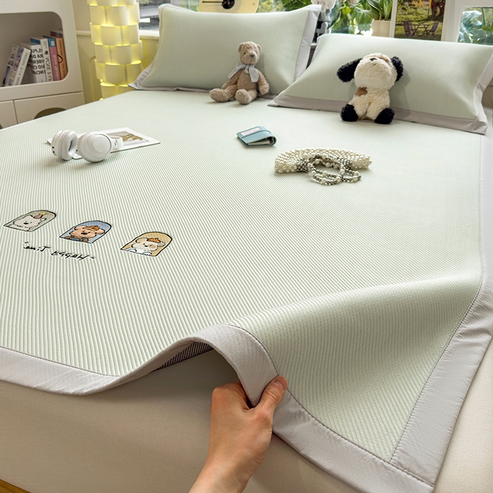 宜派家纺 2026新款可机洗冰豆豆冰丝席凉席a类母婴级婴儿可用凉感值过0.21夏天床笠款软席子夏季 萌趣时光-床席