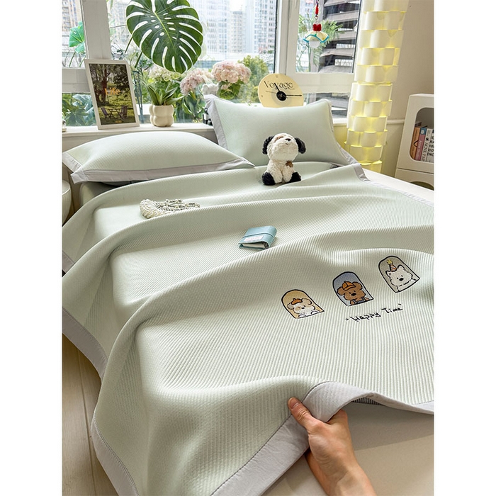 91家纺网 家纺一手货源 找家纺 宜派家纺 2026新款可机洗冰豆豆冰丝席凉席a类母婴级婴儿可用凉感值过0.21夏天床笠款软席子夏季 萌趣时光-床席