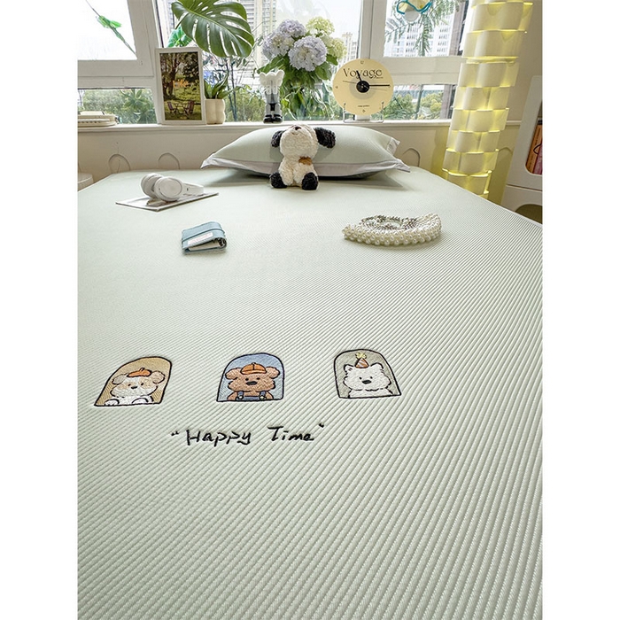 91家纺网 家纺一手货源 找家纺 宜派家纺 2026新款可机洗冰豆豆冰丝席凉席a类母婴级婴儿可用凉感值过0.21夏天床笠款软席子夏季 萌趣时光-床席