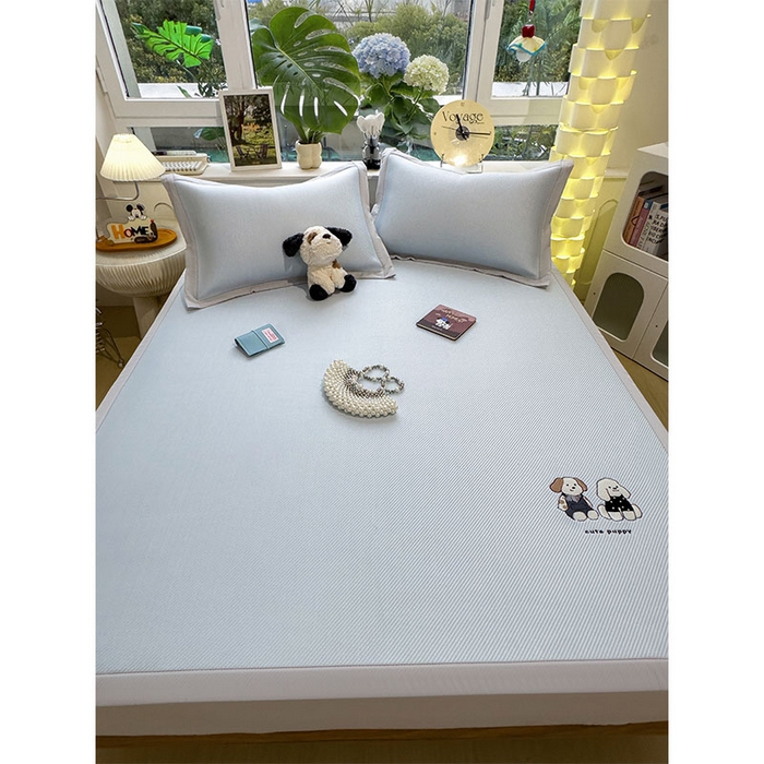 91家纺网 家纺一手货源 找家纺 宜派家纺 2026新款可机洗冰豆豆冰丝席凉席a类母婴级婴儿可用凉感值过0.21夏天床笠款软席子夏季 可爱小狗-床席