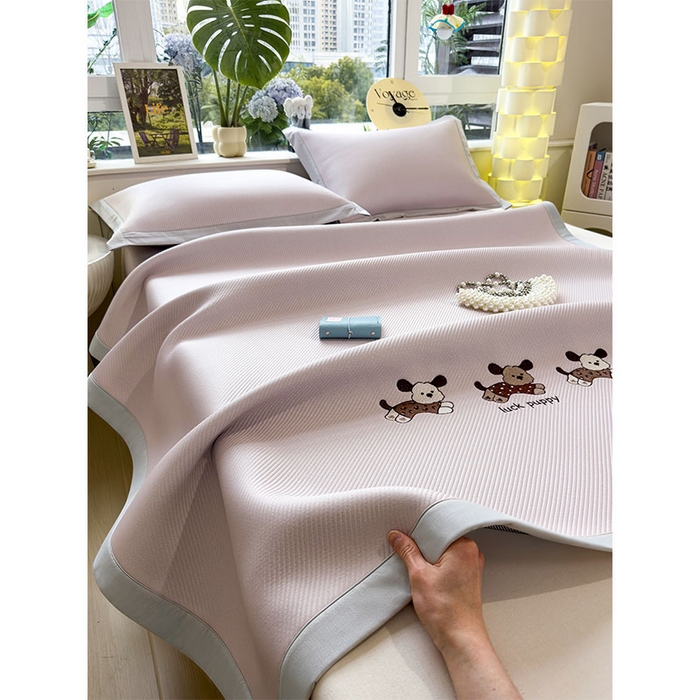 91家纺网 家纺一手货源 找家纺 宜派家纺 2026新款可机洗冰豆豆冰丝席凉席a类母婴级婴儿可用凉感值过0.21夏天床笠款软席子夏季 趴趴狗-床席