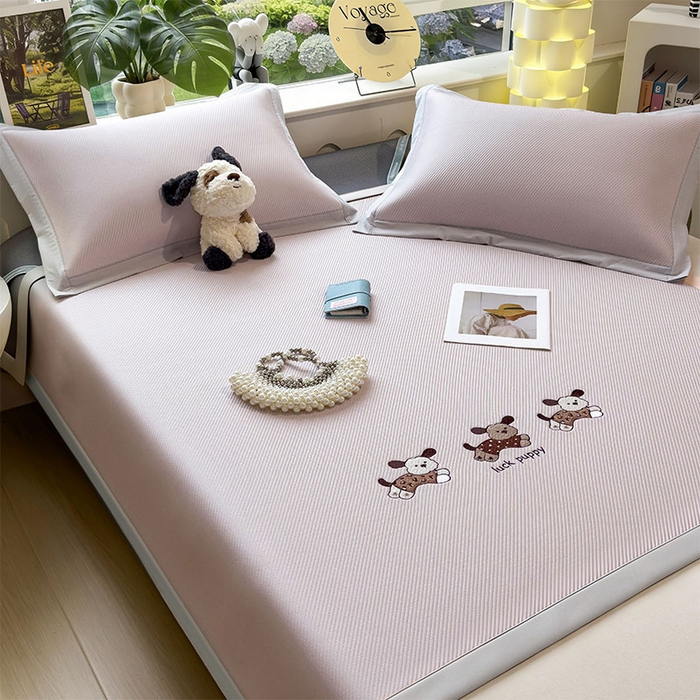 91家纺网 家纺一手货源 找家纺 宜派家纺 2026新款可机洗冰豆豆冰丝席凉席a类母婴级婴儿可用凉感值过0.21夏天床笠款软席子夏季 趴趴狗-床席