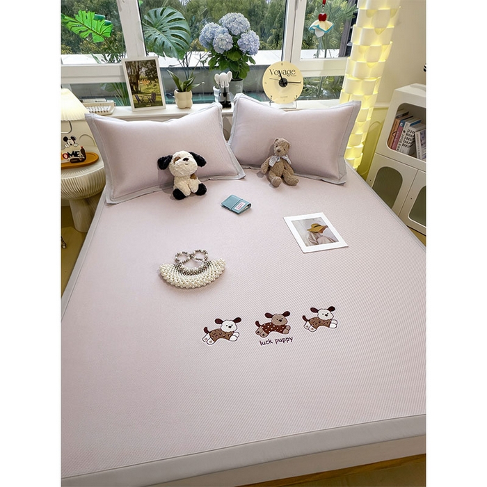 91家纺网 家纺一手货源 找家纺 宜派家纺 2026新款可机洗冰豆豆冰丝席凉席a类母婴级婴儿可用凉感值过0.21夏天床笠款软席子夏季 趴趴狗-床席