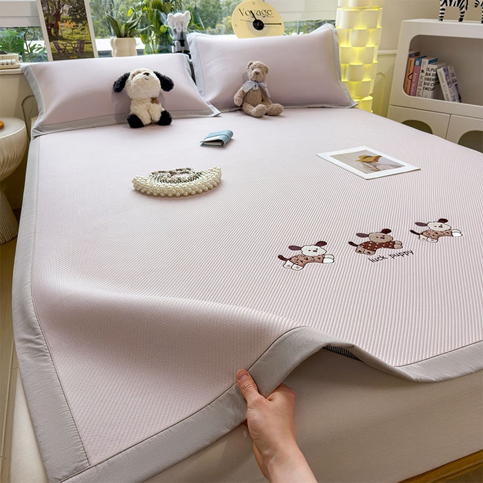 91家纺网 家纺一手货源 找家纺 宜派家纺 2026新款可机洗冰豆豆冰丝席凉席a类母婴级婴儿可用凉感值过0.21夏天床笠款软席子夏季 趴趴狗-床席