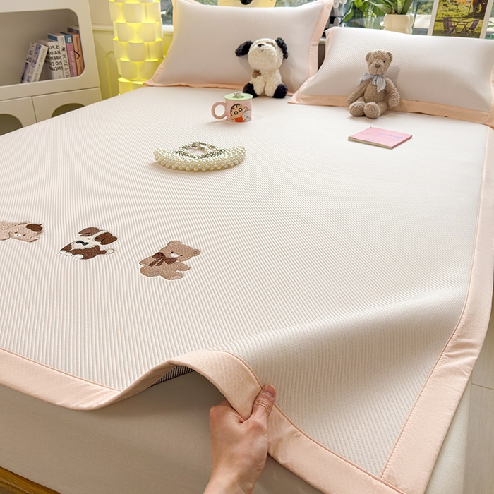 宜派家纺 2026新款可机洗冰豆豆冰丝席凉席a类母婴级婴儿可用凉感值过0.21夏天床笠款软席子夏季 软萌小熊-床席