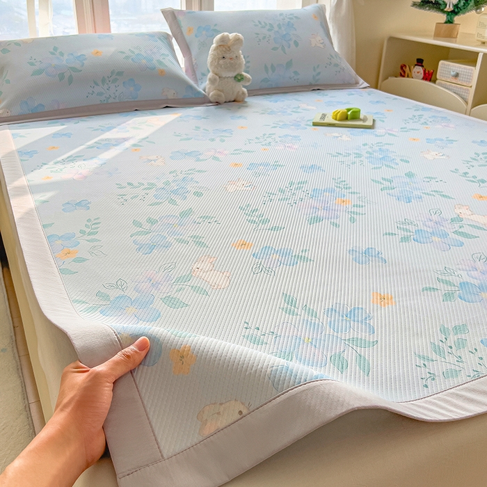 （总）宜派家纺 2026新款夏季花卉冰丝凉席床笠凉感值过0.21单件夏天冰豆豆A类可机洗学生宿舍空调软席