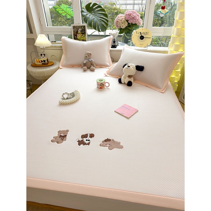 91家纺网 家纺一手货源 找家纺 宜派家纺 2026新款可机洗冰豆豆冰丝席凉席a类母婴级婴儿可用凉感值过0.21夏天床笠款软席子夏季 软萌小熊-床席