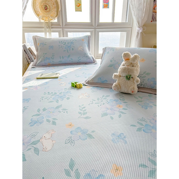 91家纺网 家纺一手货源 找家纺 （总）宜派家纺 2026新款夏季花卉冰丝凉席床笠凉感值过0.21单件夏天冰豆豆A类可机洗学生宿舍空调软席