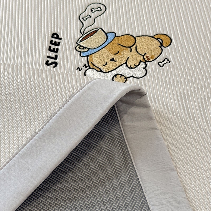 91家纺网 家纺一手货源 找家纺 宜派家纺 2026新款可机洗冰豆豆冰丝席凉席a类母婴级婴儿可用凉感值过0.21夏天床笠款软席子夏季 贪吃小狗-床席