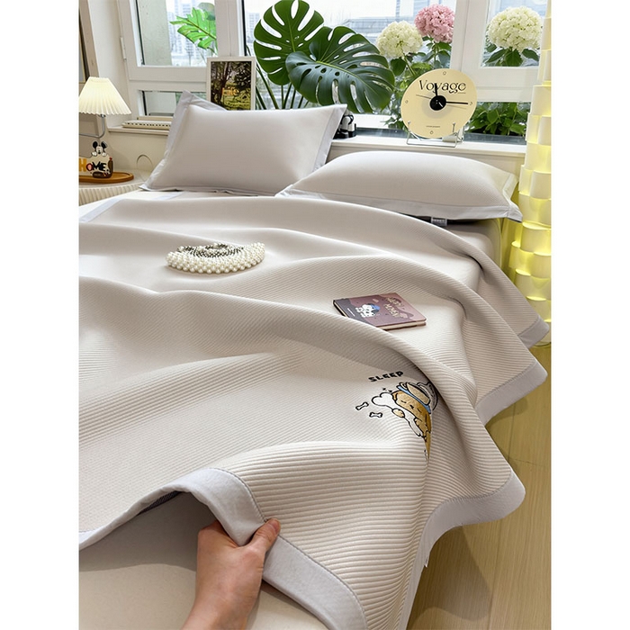 91家纺网 家纺一手货源 找家纺 宜派家纺 2026新款可机洗冰豆豆冰丝席凉席a类母婴级婴儿可用凉感值过0.21夏天床笠款软席子夏季 贪吃小狗-床席