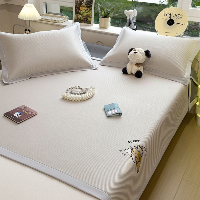 91家纺网 家纺一手货源 找家纺 宜派家纺 2026新款可机洗冰豆豆冰丝席凉席a类母婴级婴儿可用凉感值过0.21夏天床笠款软席子夏季 贪吃小狗-床席