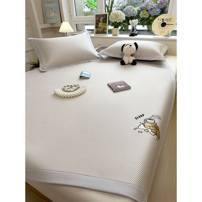 91家纺网 家纺一手货源 找家纺 宜派家纺 2026新款可机洗冰豆豆冰丝席凉席a类母婴级婴儿可用凉感值过0.21夏天床笠款软席子夏季 贪吃小狗-床席