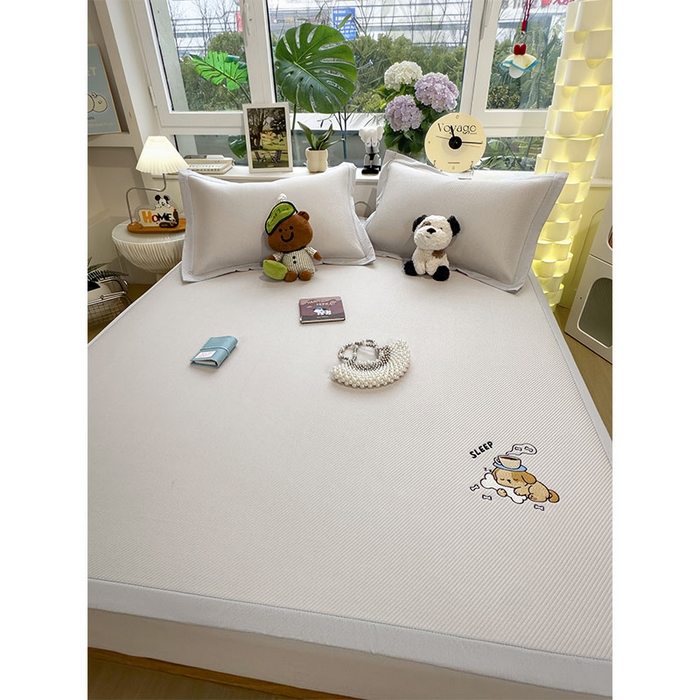 91家纺网 家纺一手货源 找家纺 宜派家纺 2026新款可机洗冰豆豆冰丝席凉席a类母婴级婴儿可用凉感值过0.21夏天床笠款软席子夏季 贪吃小狗-床席