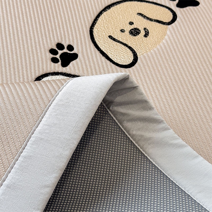 91家纺网 家纺一手货源 找家纺 宜派家纺 2026新款可机洗冰豆豆冰丝席凉席a类母婴级婴儿可用凉感值过0.21夏天床笠款软席子夏季 汪汪线条狗-床席